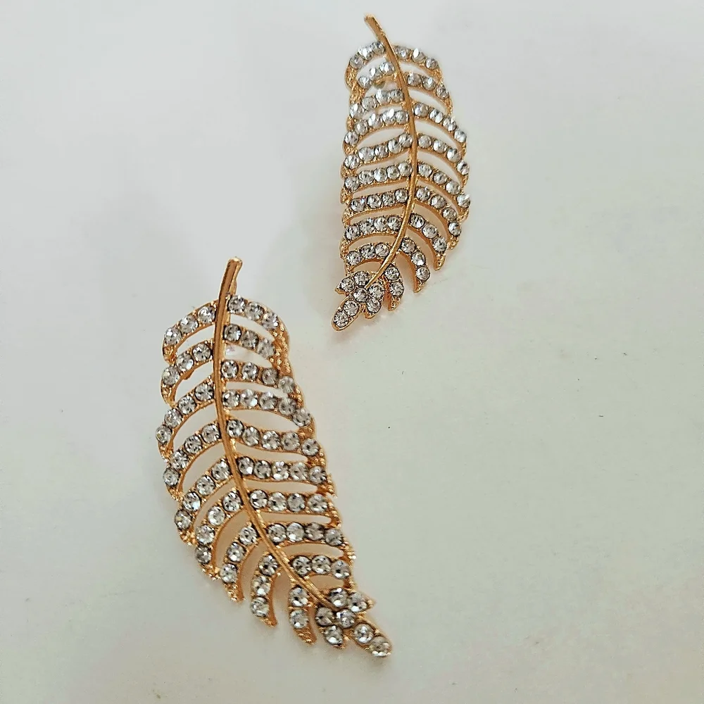 Crystal Leaf Earrings